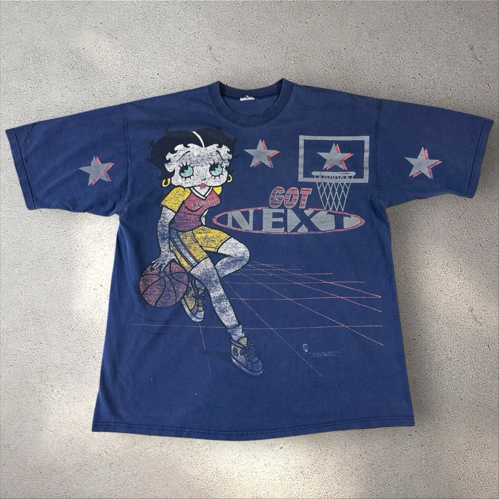 Vintage Betty Boop Basketball AOP Shirt Fits XL "Got next" 90s Distressed‎ Tee